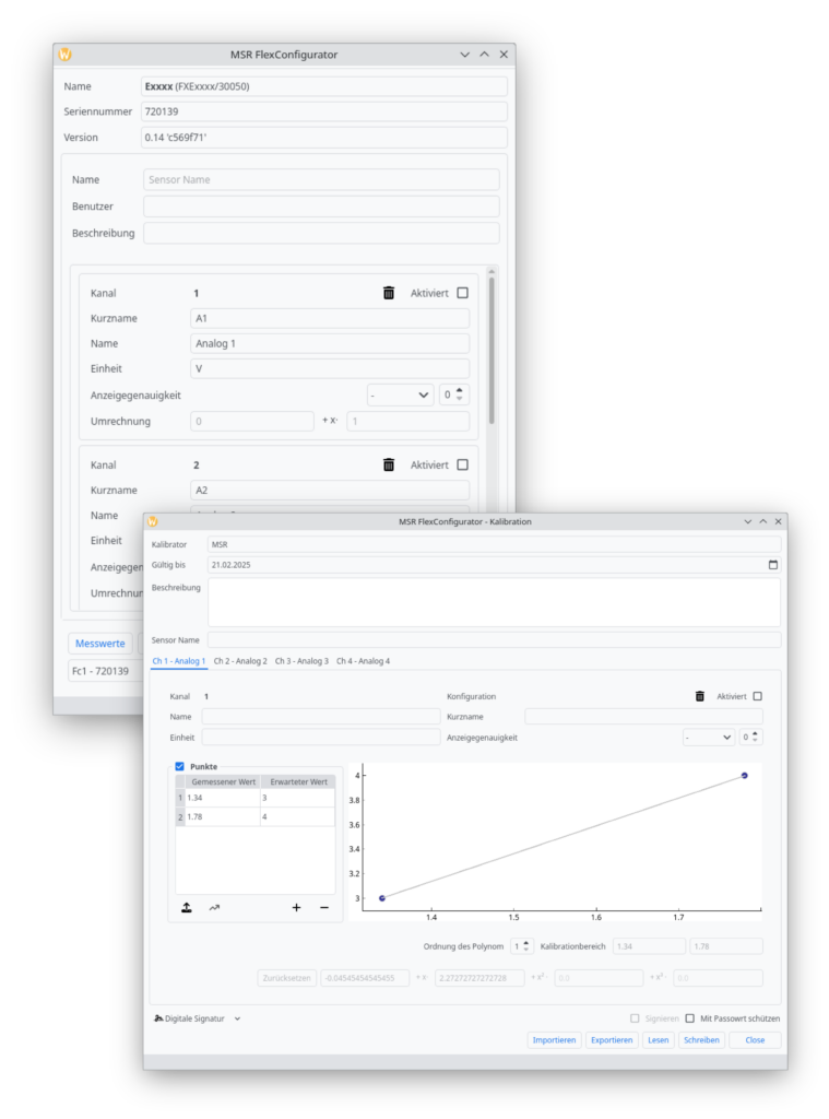 FlexConfigurator Software für MSR FlexSensoren