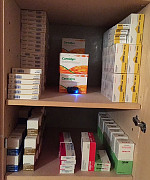 Beispiel für die Lagerung von Muster-Arzneimitteln: In der Mitte der kleine Datenlogger MSR145WD, der Temperatur und Luftfeuchte präzise überwacht, die Werte aufzeichnet und drahtlos abrufbar bereithält. Bildquelle: sigma-tau Pharma AG